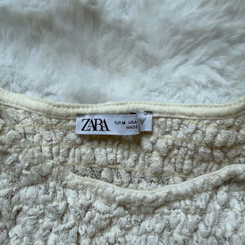 Zara Off White Mesh Crop Top - Picture 4 of 5